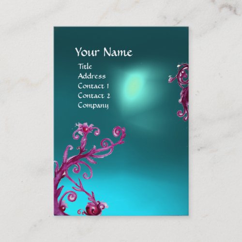 MAGIC BERRIES  BLUE AQUAMARINE GEM MONOGRAM Teal Business Card