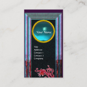 MAGIC BERRIES BLUE AQUAMARINE GEM MONOGRAM Teal Business Card