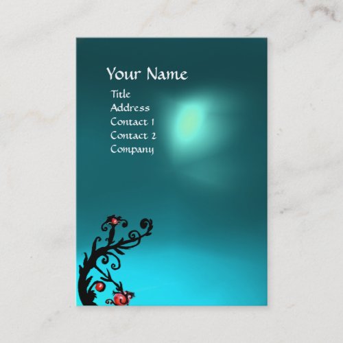 MAGIC BERRIES BLUE AQUAMARINE GEM MONOGRAM Teal Business Card