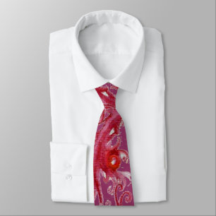 MAGIC BERRIES Fantasy Purple Red Pink Floral Swirl Neck Tie