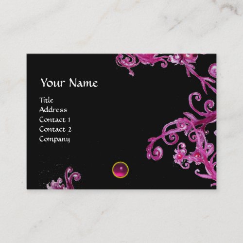 MAGIC BERRIES FUCHSIA AMETHYST GEM MONOGRAMblack Business Card