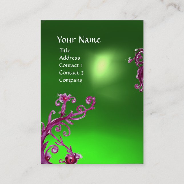 MAGIC BERRIES GREEN EMERALD MONOGRAM BUSINESS CARD (Front)