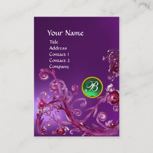 MAGIC BERRIES GREEN GEM MONOGRAM amethyst purple Business Card