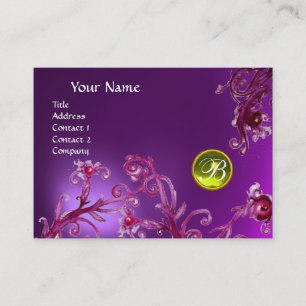 MAGIC BERRIES MONOGRAM,amethyst purple yellow Business Card