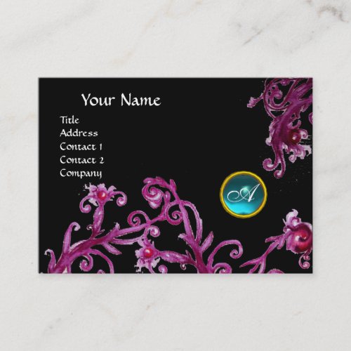 MAGIC BERRIES MONOGRAM black gem blue Business Card