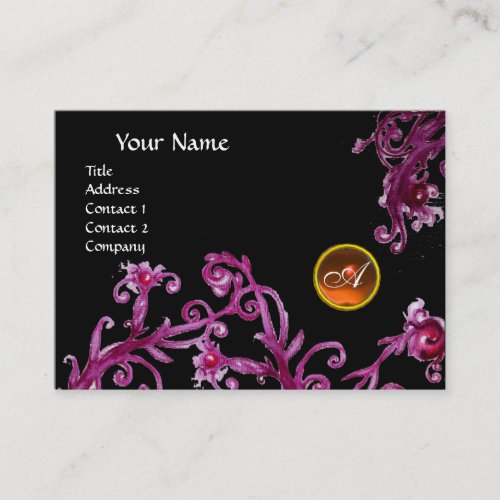 MAGIC BERRIES MONOGRAM black gem orange Business Card