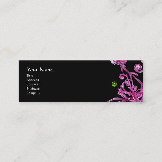 MAGIC BERRIES MONOGRAM black green red purple Mini Business Card (Front)