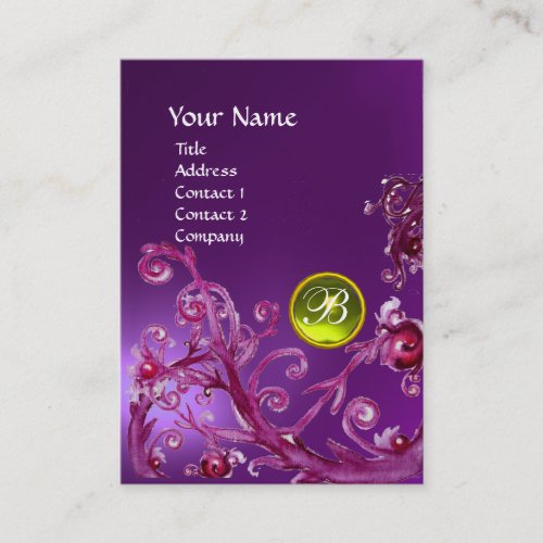 MAGIC BERRIES MONOGRAM GEM amethyst purple yellow Business Card