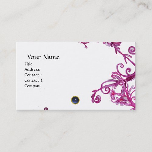 MAGIC BERRIES  MONOGRAM gem blue linen Business Card