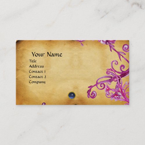 MAGIC BERRIES  MONOGRAM gem blue parchment Business Card