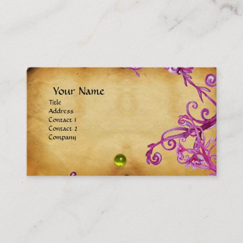 MAGIC BERRIES  MONOGRAM gem blue parchment Business Card