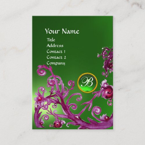 MAGIC BERRIES MONOGRAM GEM emerald green Business Card