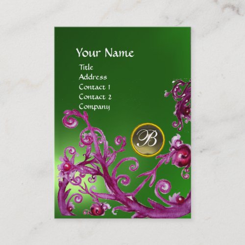 MAGIC BERRIES MONOGRAM GEM emerald green grey Business Card