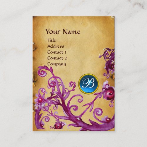 MAGIC BERRIES MONOGRAM GEM parchment blue Business Card