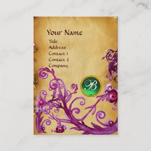 MAGIC BERRIES MONOGRAM GEM parchment green Business Card