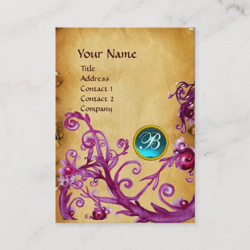 MAGIC BERRIES MONOGRAM GEM parchment light blue Business Card