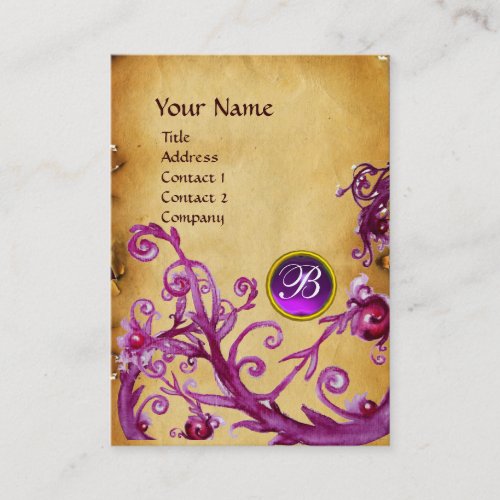 MAGIC BERRIES MONOGRAM GEM parchment purple Business Card