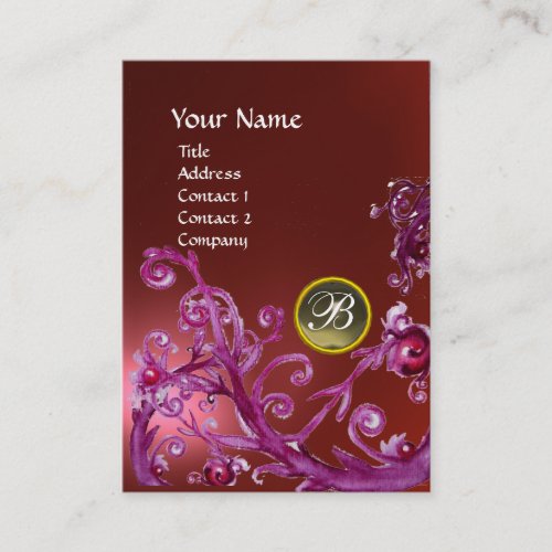 MAGIC BERRIES MONOGRAM GEM ruby red blue Business Card