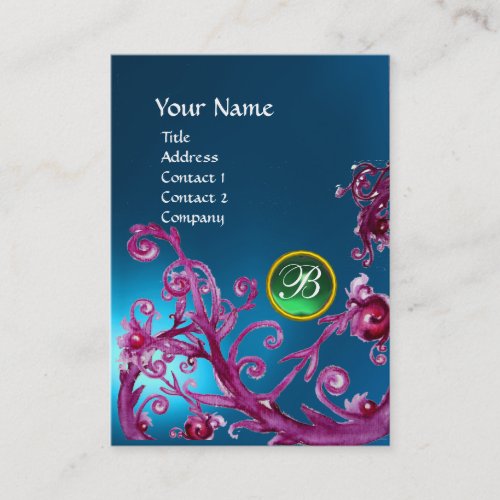 MAGIC BERRIES MONOGRAM GEM sapphire blue green Business Card