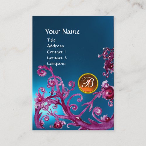 MAGIC BERRIES MONOGRAM GEM sapphire blue orange Business Card