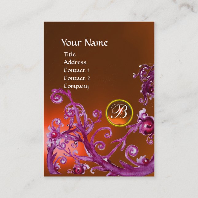 MAGIC BERRIES MONOGRAM GEM topaz orange Business Card (Front)