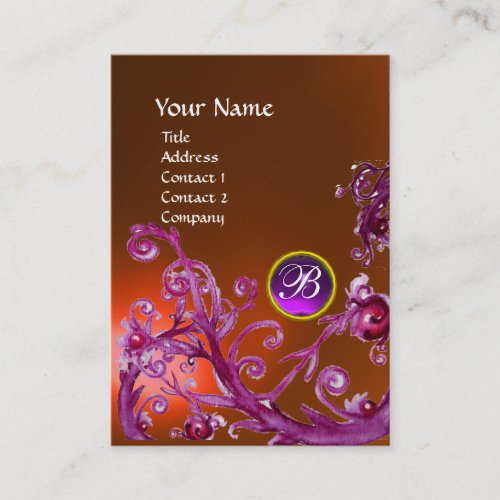 MAGIC BERRIES MONOGRAM GEM topaz orange purple Business Card