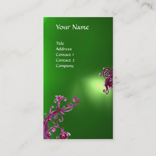 MAGIC BERRIES MONOGRAM green Business Card (Front)