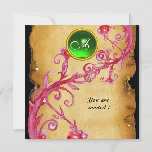 MAGIC BERRIES  MONOGRAM  green Invitation