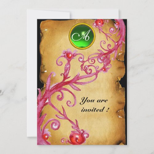 MAGIC BERRIES  MONOGRAM  green Invitation