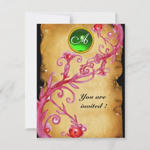 MAGIC BERRIES  MONOGRAM  green Invitation