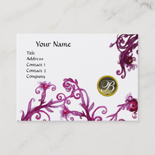 MAGIC BERRIES MONOGRAM Grey Agate eggshell Business Card