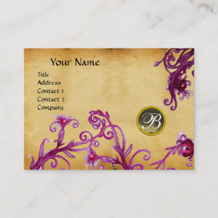 MAGIC BERRIES MONOGRAM, Grey Agate parchment Business Card