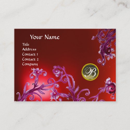 MAGIC BERRIES MONOGRAM Grey Agate ruby red Business Card