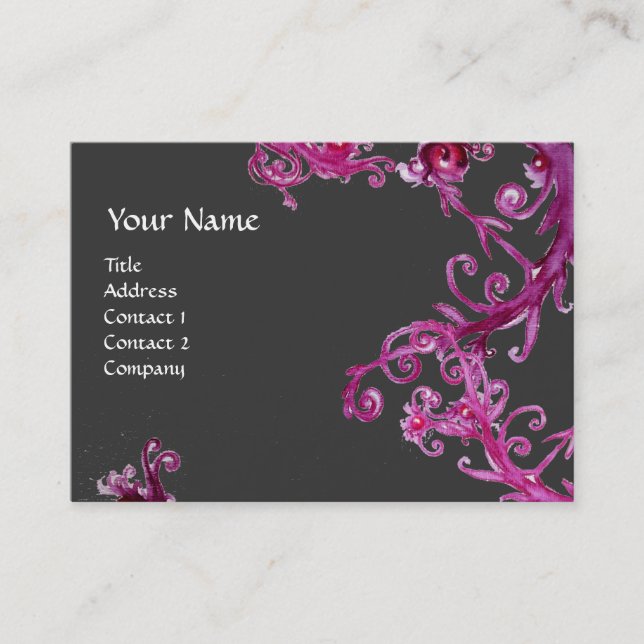 MAGIC BERRIES MONOGRAM grey purple pink white Business Card (Front)