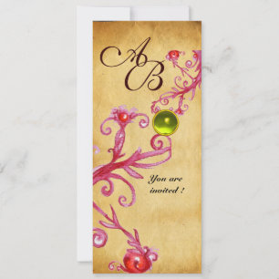 MAGIC BERRIES MONOGRAM parchment gem yellow Invitation