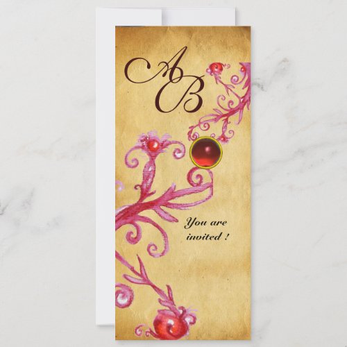 MAGIC BERRIES  MONOGRAM  Parchment Red Ruby Invitation