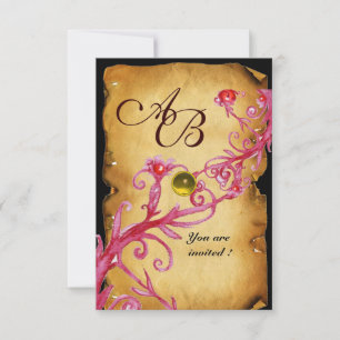 MAGIC BERRIES  MONOGRAM  Parchment Yellow rsvp Invitation