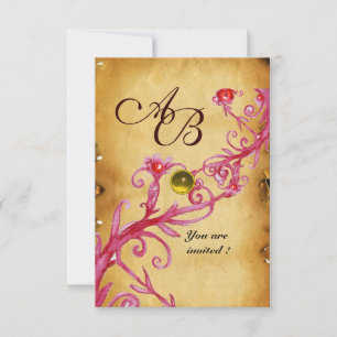 MAGIC BERRIES  MONOGRAM  Parchment Yellow rsvp Invitation