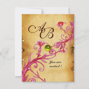 MAGIC BERRIES  MONOGRAM  Parchment Yellow Topaz Invitation