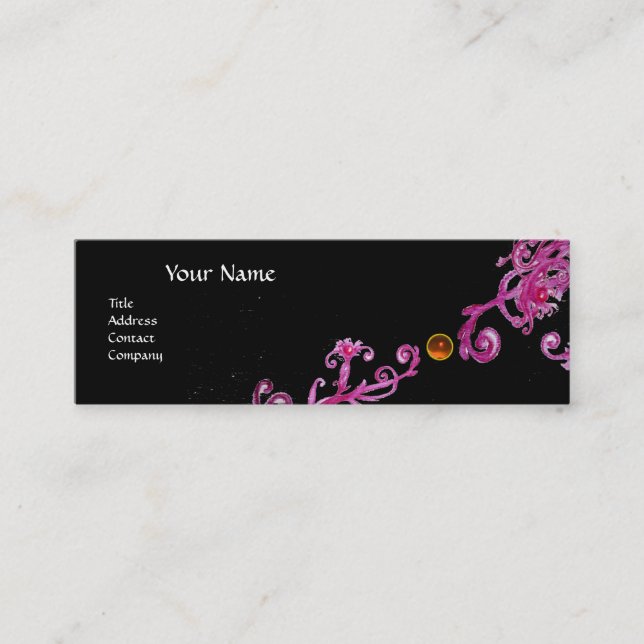 MAGIC BERRIES MONOGRAM purple pink black orange Mini Business Card (Front)