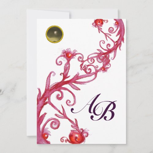 MAGIC BERRIESMONOGRAM red grey white purple black Invitation