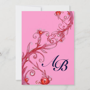 MAGIC BERRIES,MONOGRAM red violet Invitation