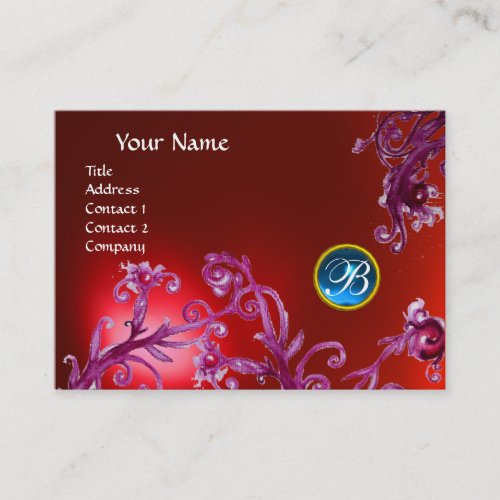 MAGIC BERRIES MONOGRAM ruby red blue Business Card