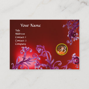MAGIC BERRIES MONOGRAM, ruby red orange Business Card