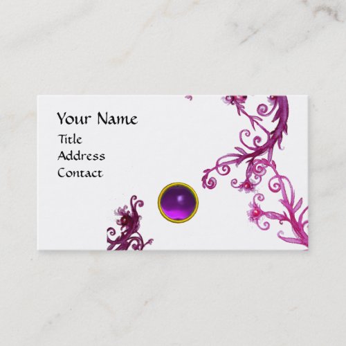 MAGIC BERRIES  MONOGRAM  swirl gem purple  white Business Card