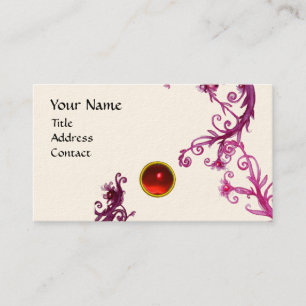 MAGIC BERRIES  MONOGRAM  swirl gem red cream Business Card