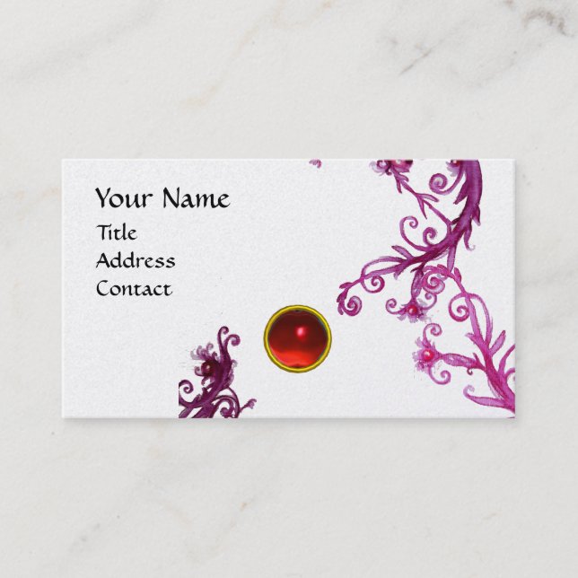 MAGIC BERRIES  MONOGRAM  swirl gem red platinum Business Card (Front)