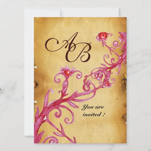 MAGIC BERRIES  MONOGRAM wax seal parchment Invitation