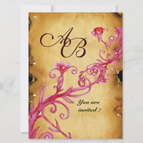 MAGIC BERRIES  MONOGRAM wax seal parchment Invitation