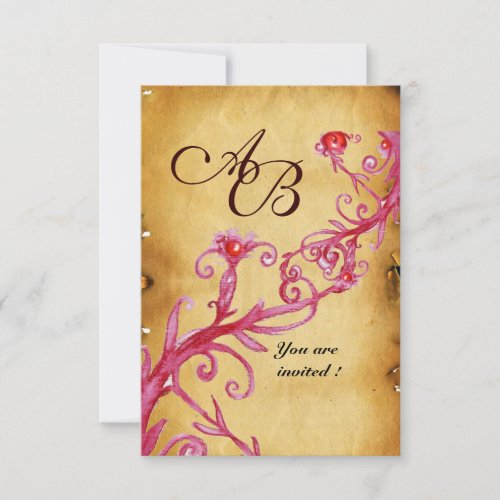 MAGIC BERRIES  MONOGRAM wax seal parchment rsvp Invitation